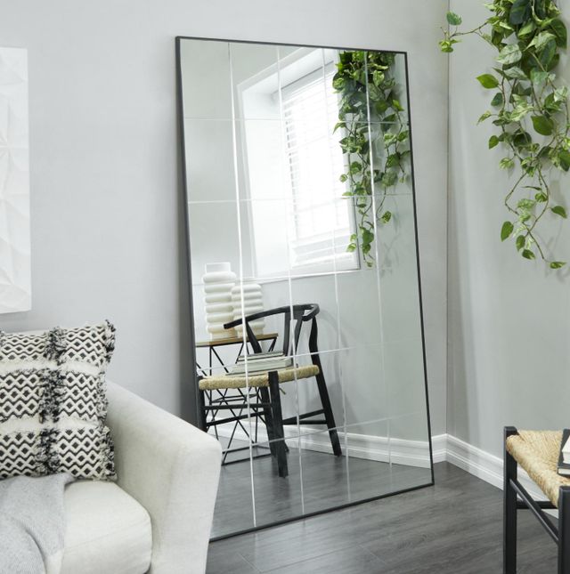 Deco Marche Black Grid Style Panel Wall Mirror-4