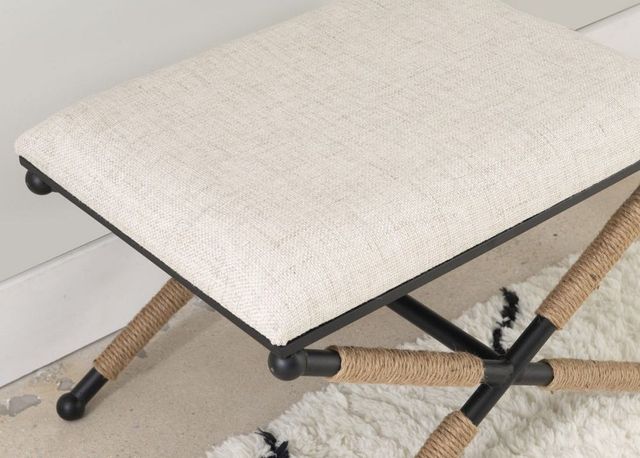 Linon Ashburn Campaign Black/Gray Accent Stool-3