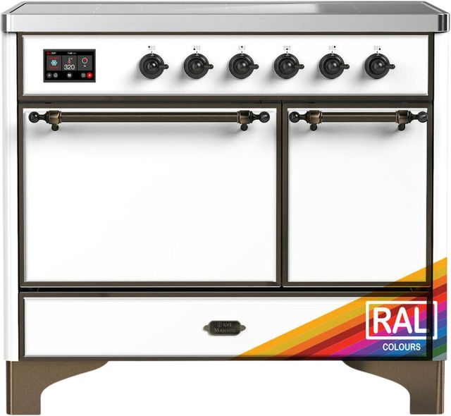 Ilve® Majestic III 40" Custom Pro Style Induction Range with Solid Door and Burnished Trim-0