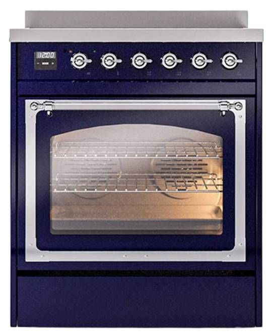 Ilve® Nostalgie II Noblesse 30'' Midnight Blue Pro Style Induction Range with Chrome Trim-1
