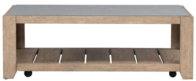 Liberty Furniture Millstone Gray Cocktail Table with Nutmeg Base-2