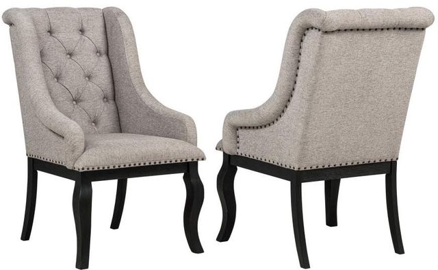 Coaster® Phelps 2-Piece Distressed Noir/Tan Upholstered Dining Arm Chair Set-0