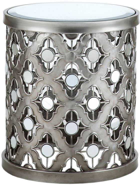 Olliix by Madison Park Silver Arian Quatrefoil Mirror Accent Table-0