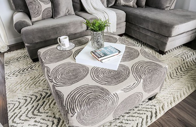 Furniture of America® Bonaventura Gray Ottoman-3