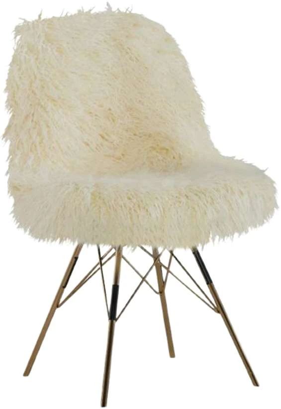 Linon Remy Gold/White Flokati Chair-0