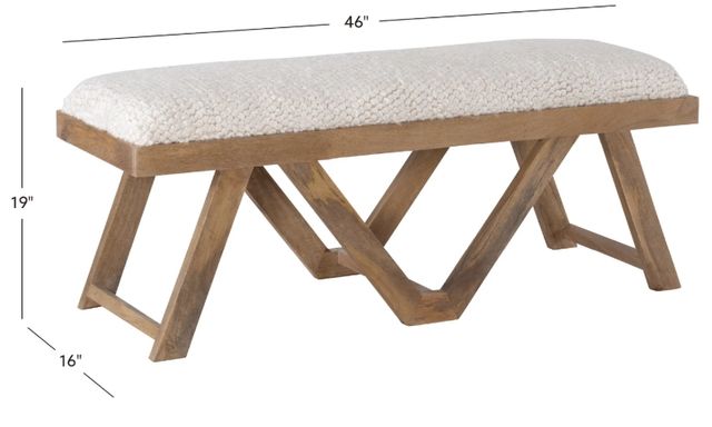 Powell® Benicio Brown/White Upholstered Bench-2
