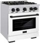 ZLINE Autograph Edition 30" Stainless Steel Pro Style Gas with White Matte Door and Matte Black Accents-2