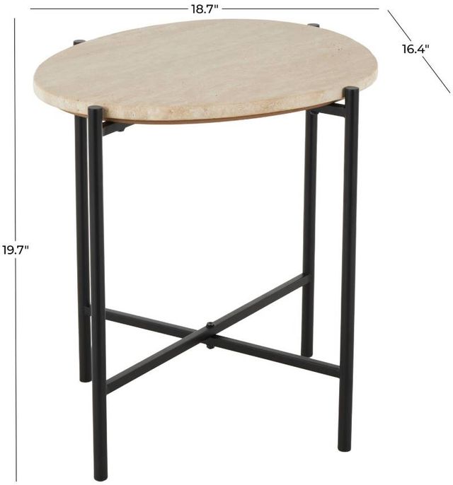 Deco Marche Beige Accent Table with Black Support-2