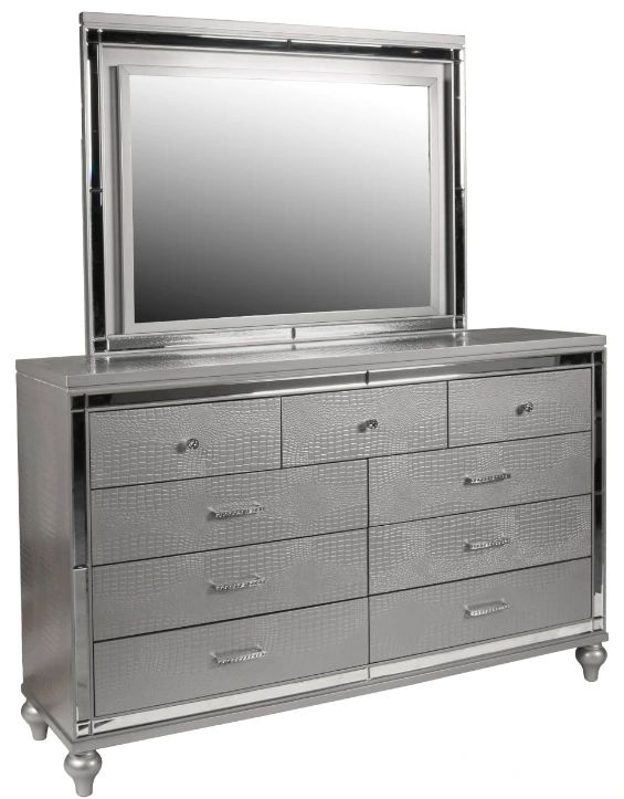 New Classic® Home Furnishings Valentino Silver Dresser and Mirror-0