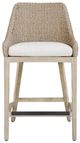 Uttermost® Paloma Cerused Wheat/Oatmeal Wicker Indoor-Outdoor Counter Stool with Cushion-2