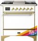 Ilve® Majestic III 36" Custom Pro Style Dual Fuel Liquid Propane Range with Solid Door and Brass Trim-0