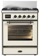Ilve® Majestic III 30" Antique White Pro Style Dual Fuel Liquid Propane Range with Triple Glass Door and Burnished Trim-0
