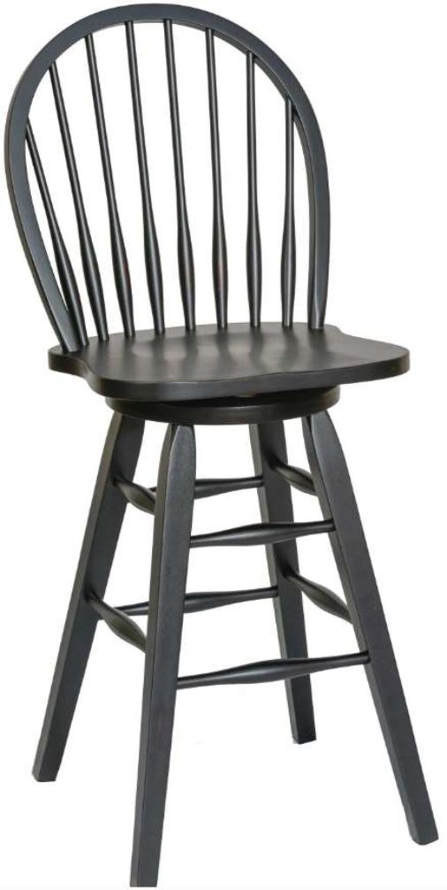 TEI St. Michael Windsor Black Matt Rub-Thru 30" Swivel Bar Stool-0
