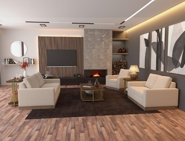 International Furniture Direct Georgia Beige 90" Sofa-1