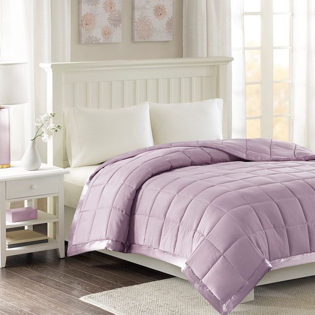 Olliix by Madison Park Lilac Twin Windom All Season Hypoallergenic Microfiber Down Alternative Blanket with 3M Scotchgard-2