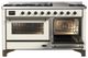 Ilve® Majestic III 60" Antique White Pro Style Dual Fuel Liquid Propane Range with Triple Glass Door and Burnished Trim-4