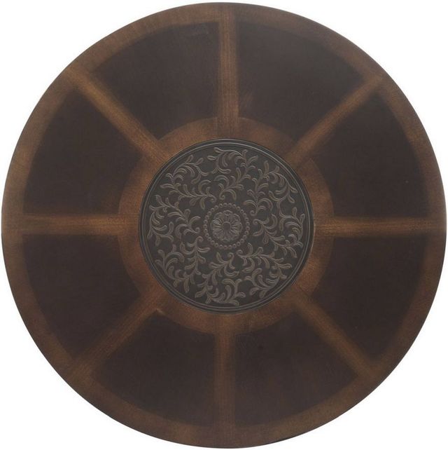 Mazin Furniture Jenkins Dark Cherry Round Cocktail Table with Tobacco Metal Base-1
