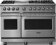 Viking® 5 Series 48" Stainless Steel Pro Style Dual Fuel (LP) Range with Polished Chrome Trim-0