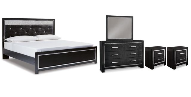 Signature Design by Ashley® Kaydell 5-Piece Black King Upholstered Panel Bedroom Set-0
