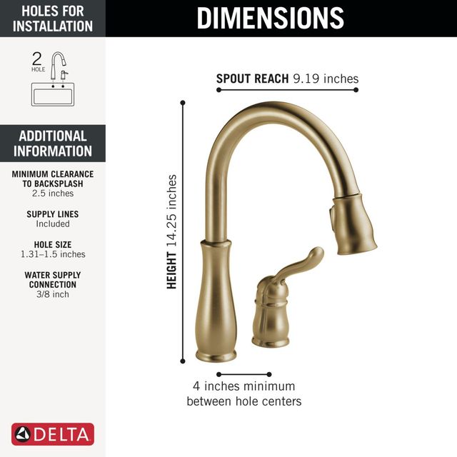 Delta Leland® Champagne Bronze Single Handle Kitchen Faucet-1