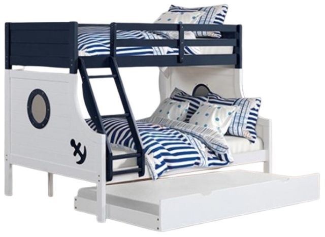 Furniture of America® Nautia Blue/White Full/Twin Bunk Bed with Trundle-0