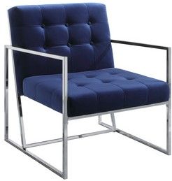 Mazin Furniture Delia Navy Blue/Chrome Accent Chair-2
