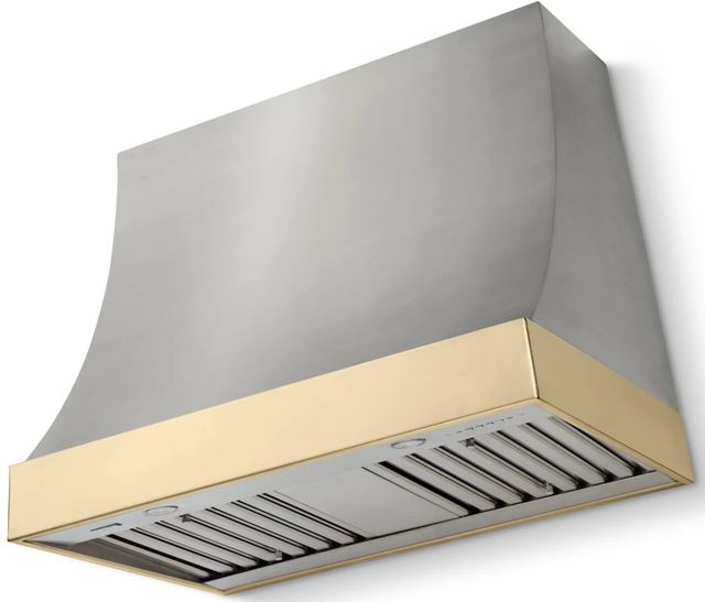 La Cornue CornuFé Marquee 36" Stainless Steel Range Hood with Polished Brass Trim-0