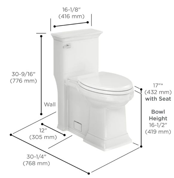 American Standard Town Square® S White One-Piece Chair Height Elongated Toilet with Seat-2