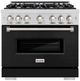 ZLINE Classic 36" Stainless Steel Pro Style Gas Range with Black Matte Door-0