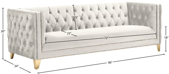 Meridian Furniture Michelle Cream Velvet Sofa-2