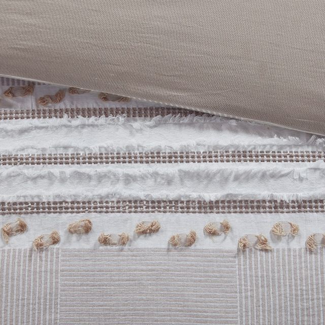 Olliix by INK+IVY Lennon Taupe Full/Queen Organic Cotton Jacquard Comforter Set-4