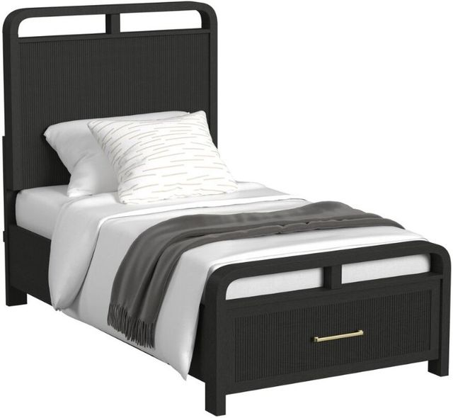 Elements International Ridgemont Black Youth Twin Panel Storage Bed-0