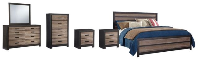 Signature Design by Ashley® Harlinton 6-Piece Charcoal/Warm Gray King Panel Bed Set-0