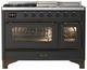 Ilve® Majestic III 48" Graphite Matte Pro Style Dual Fuel Liquid Propane Range with Triple Glass Door and Burnished Trim-0