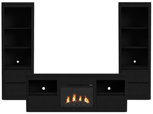 Elements International Rosalie 4-Piece Black Entertainment Unit with 82" TV Console-0