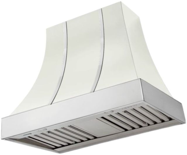 AGA Cascade 36" White Wall Mounted Range Hood  with Polished Chrome Trim-0