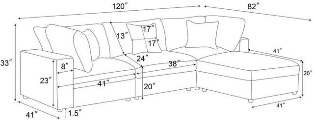 Coaster® Serene 4-Piece Charcoal Sectional-2