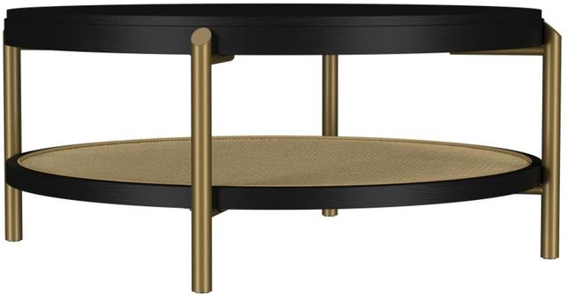 Coaster® Arini 3-Piece Black Occasional Table with Aged Brass Base Set-1