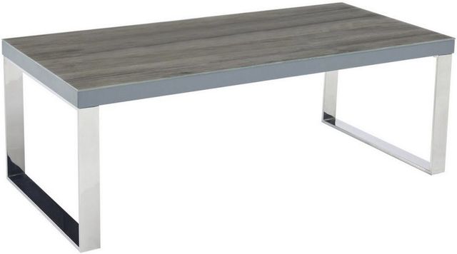 Mazin Furniture Silas Matte Gray Coffee Table with Chrome Base -0