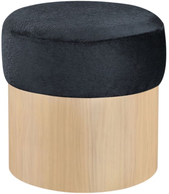 Meridian Furniture Nimes Black/Natural Velour Fur Ottoman-0