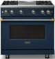 Viking® 5 Series 36" Slate Blue Pro Style Gas (NG) Range with Brushed Brass Trim-4
