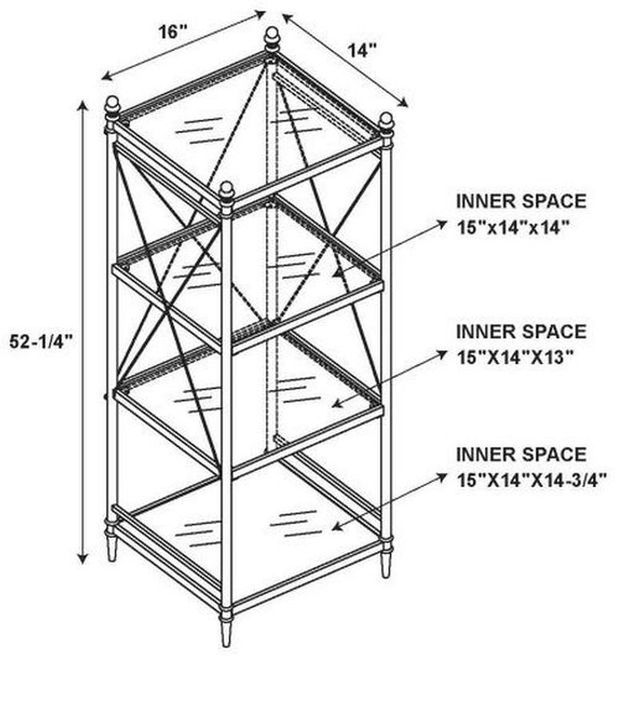 Linon Pinnacle Chrome and Glass Four Tier Shelf-3