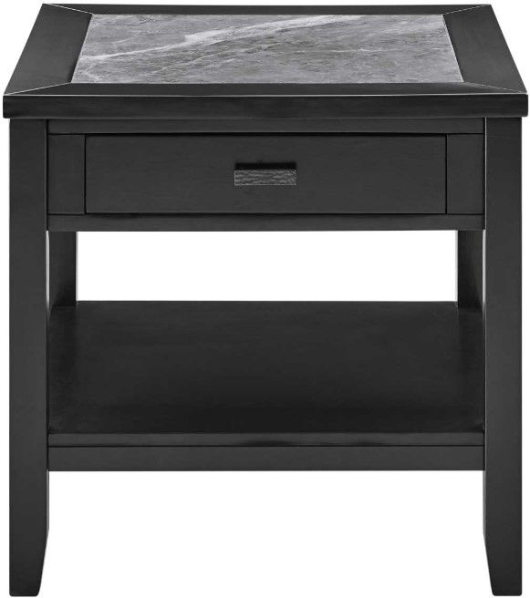 Steve Silver Co. Garvine Gray End Table with Midnight Base-1