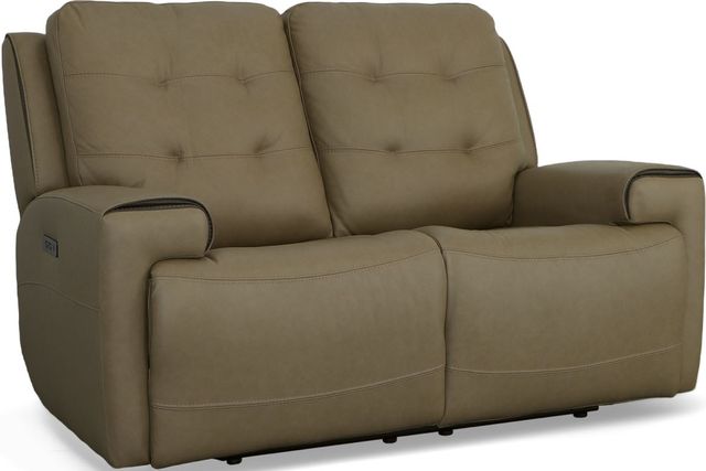 Flexsteel® Iris Khaki Power Reclining Loveseat with Power Headrests-0