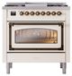 Ilve® Nostalgie II Noblesse 36'' Antique White Pro Style Dual Fuel Range with Burnished Trim-1
