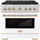 ZLINE Autograph Edition Paramount Series 36" Stainless Steel Pro Style Dual Fuel Range with White Matte Door and Polished Gold Accents-0