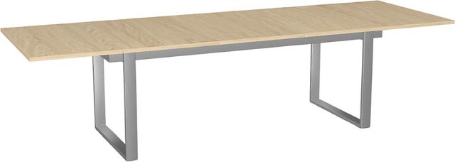 Amisco Customizable Burton 120" Rectangular Extendable Table with 1" White Oak Veneer Top and 1 Leaf-1