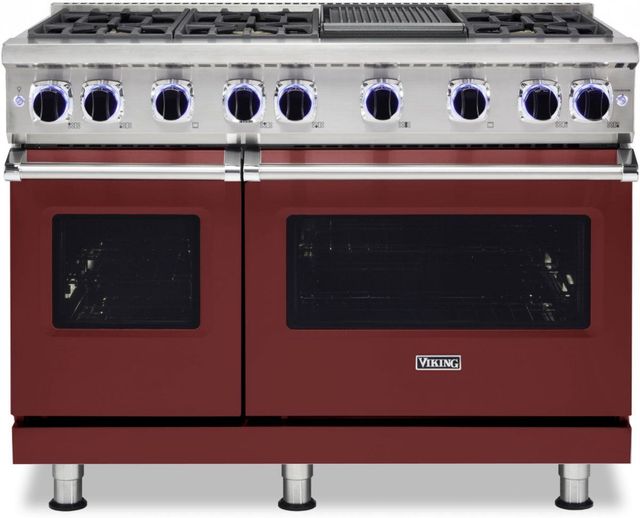 Viking® 7 Series 48" Reduction Red Pro Style Natural Gas Range with 12" Reversible Griddle-0