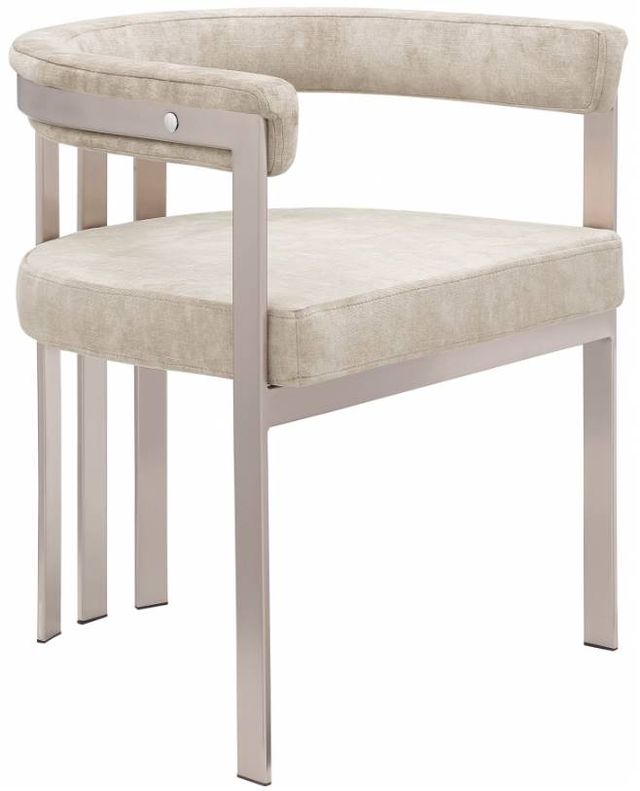 Meridian Furniture Marcello Beige/Brushed Chrome Velvet Dining Chair-0