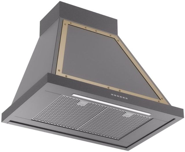Ilve® Nostalgie II Noblesse 30" Graphite Matte Wall Mounted Range Hood with Noblesse Frame-1